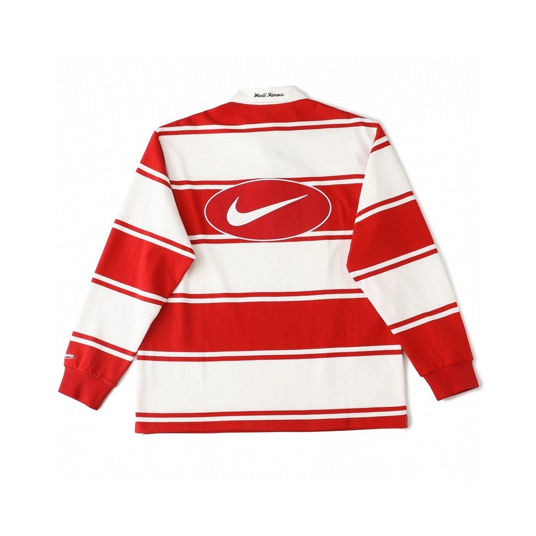 Supreme x Nike Striped Rugby Shirt Red & White