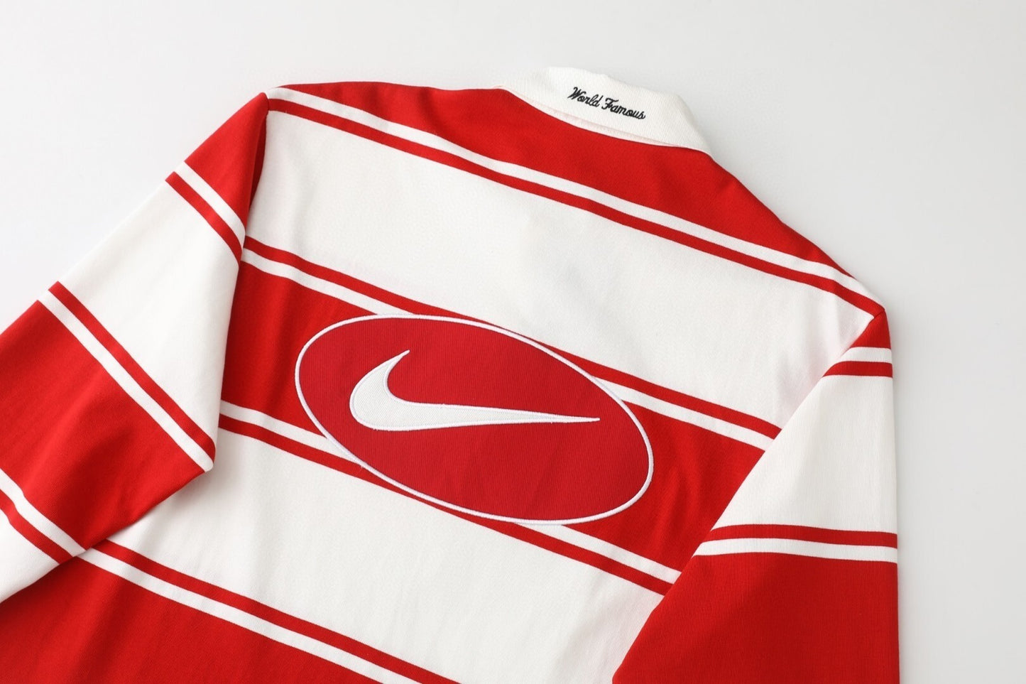 Supreme x Nike Striped Rugby Shirt  Red & White