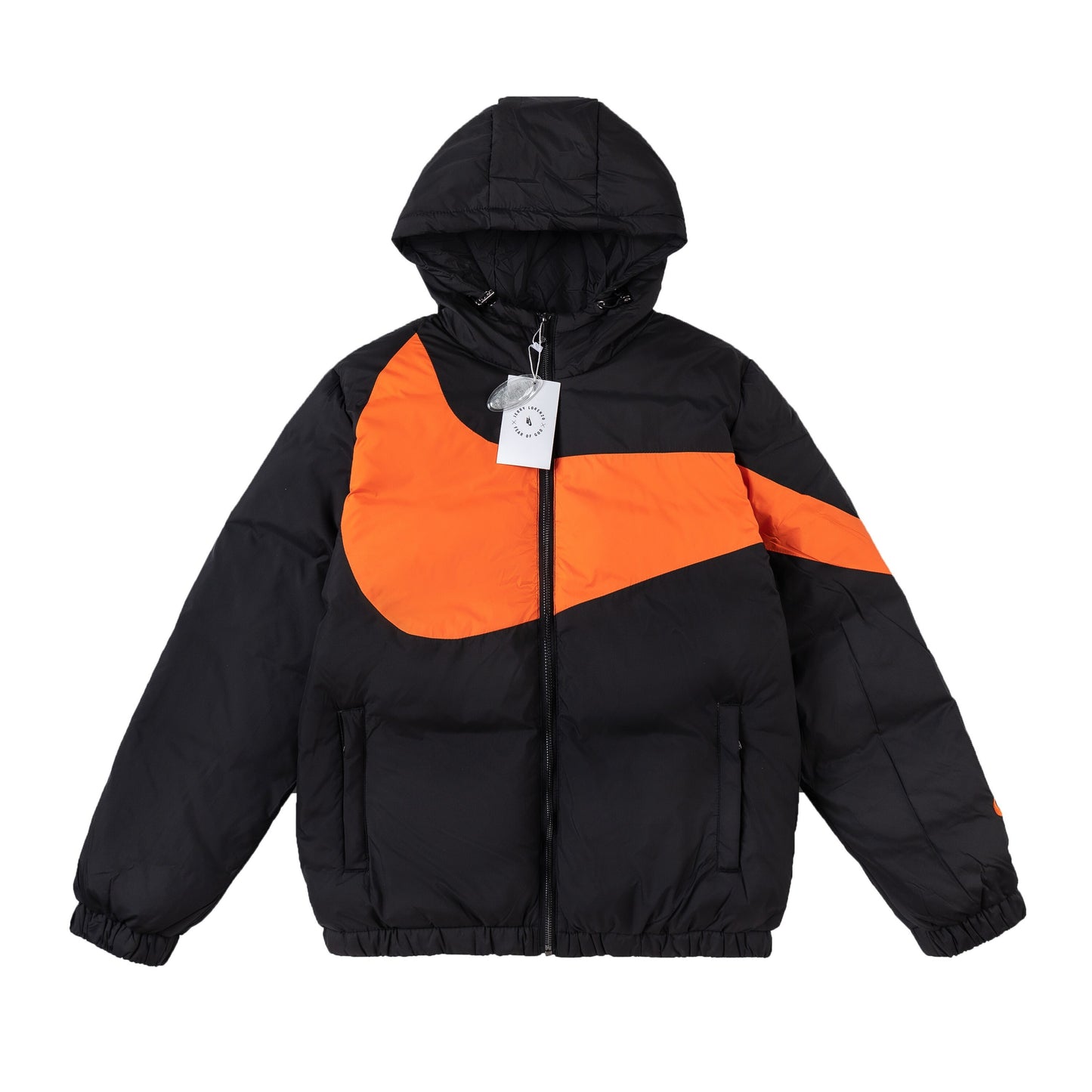 Nike Oversized Swoosh Puffer Jacket  Black/Orange
