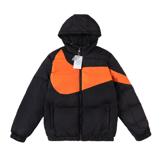 Nike Oversized Swoosh Puffer Jacket  Black/Orange