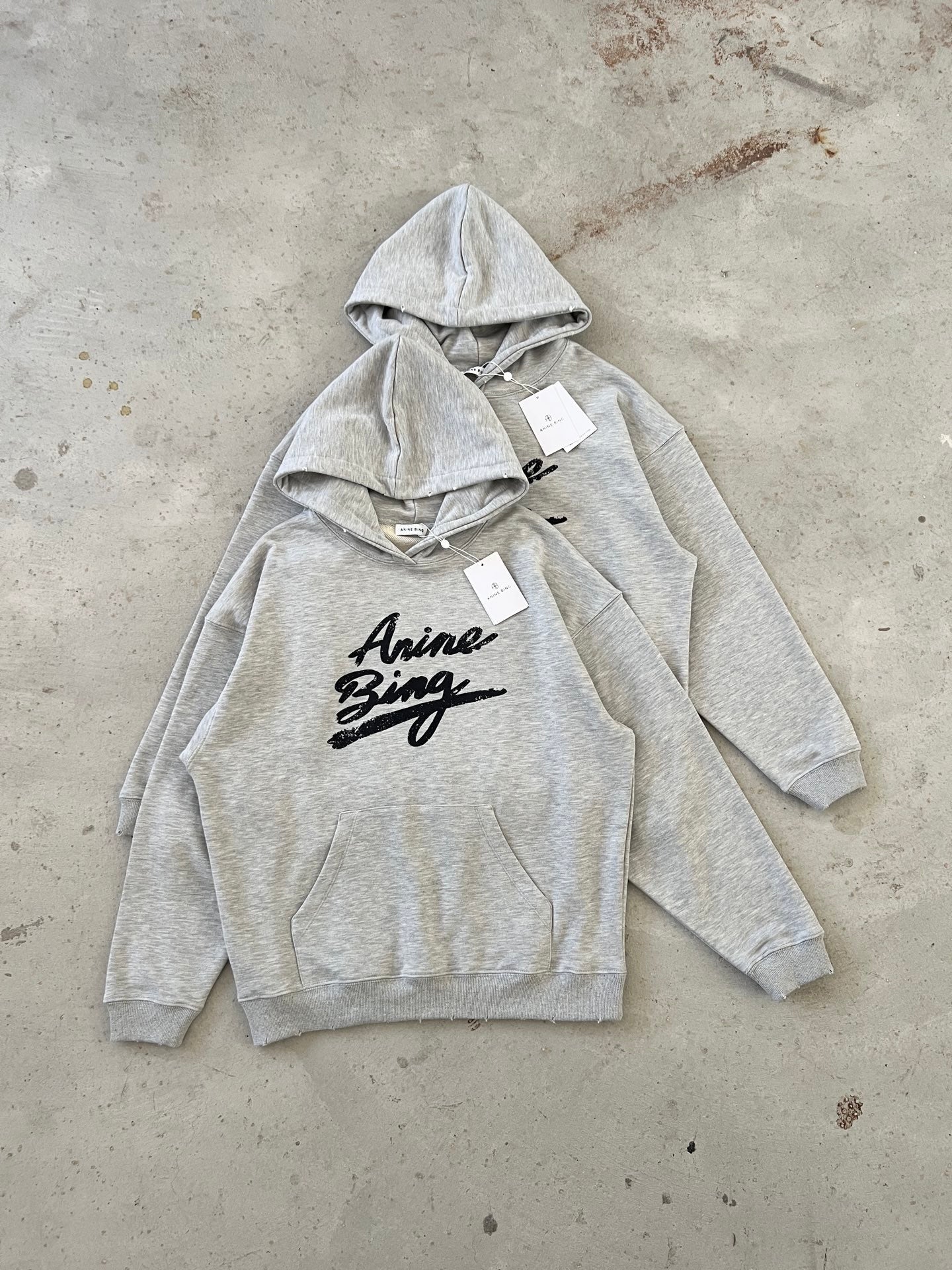 Anine Bing Hoodie – Grey with Black Logo