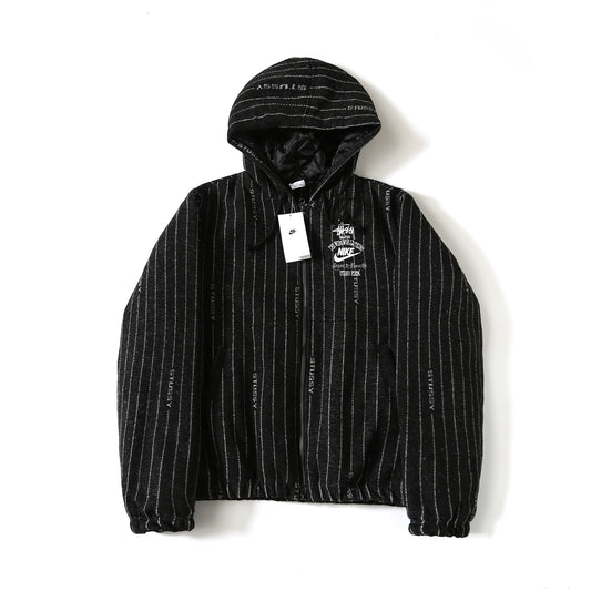 Stüssy x Nike Hooded Jacket  Black Pinstripe