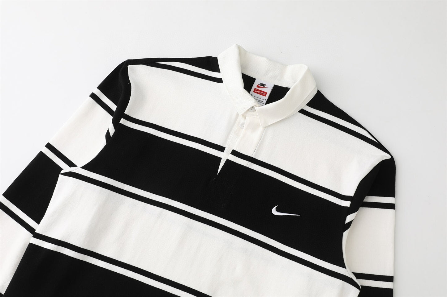 Supreme x Nike Striped Rugby Shirt  Black & White