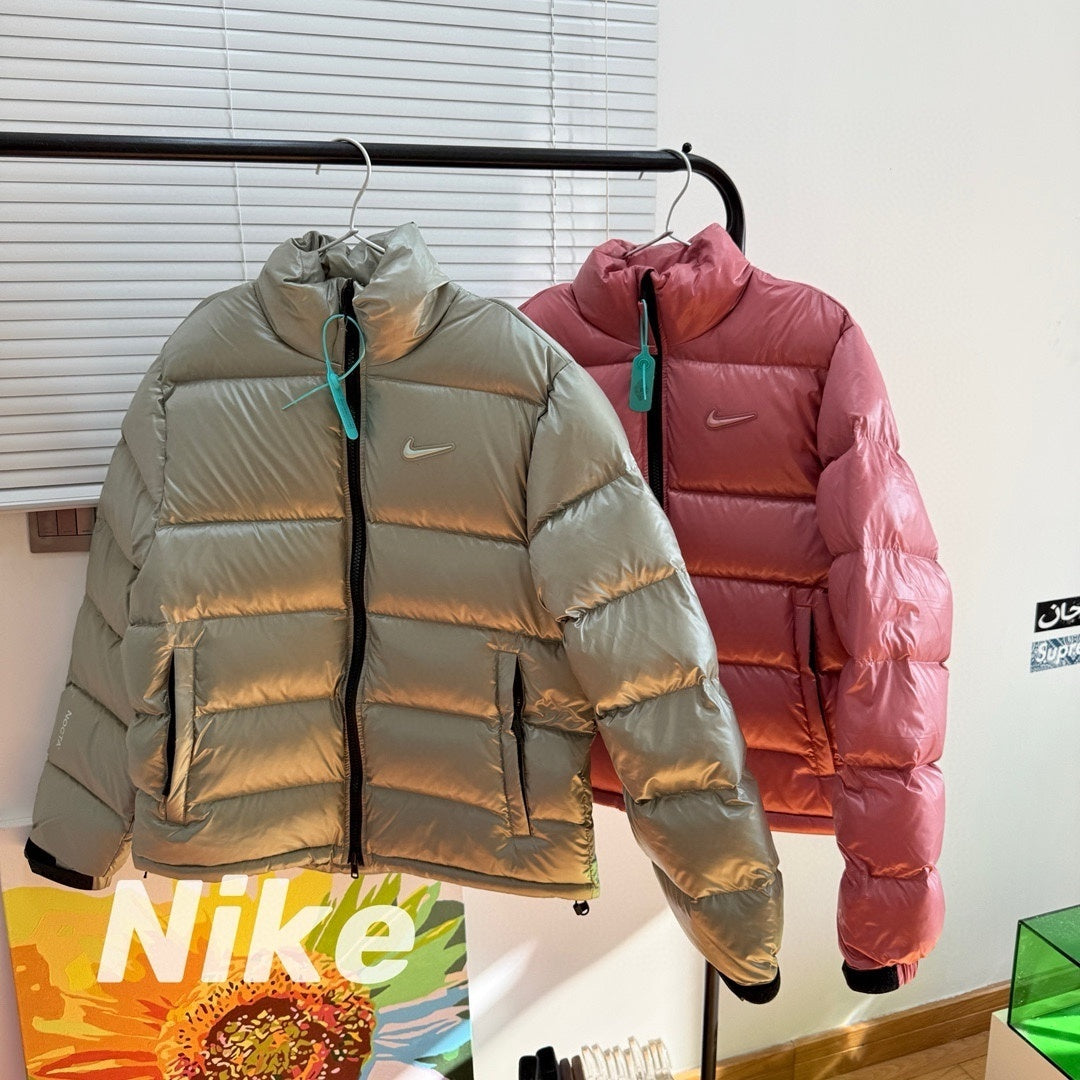 Nike Puffer Jacket Metallic Silver & Rose Pink