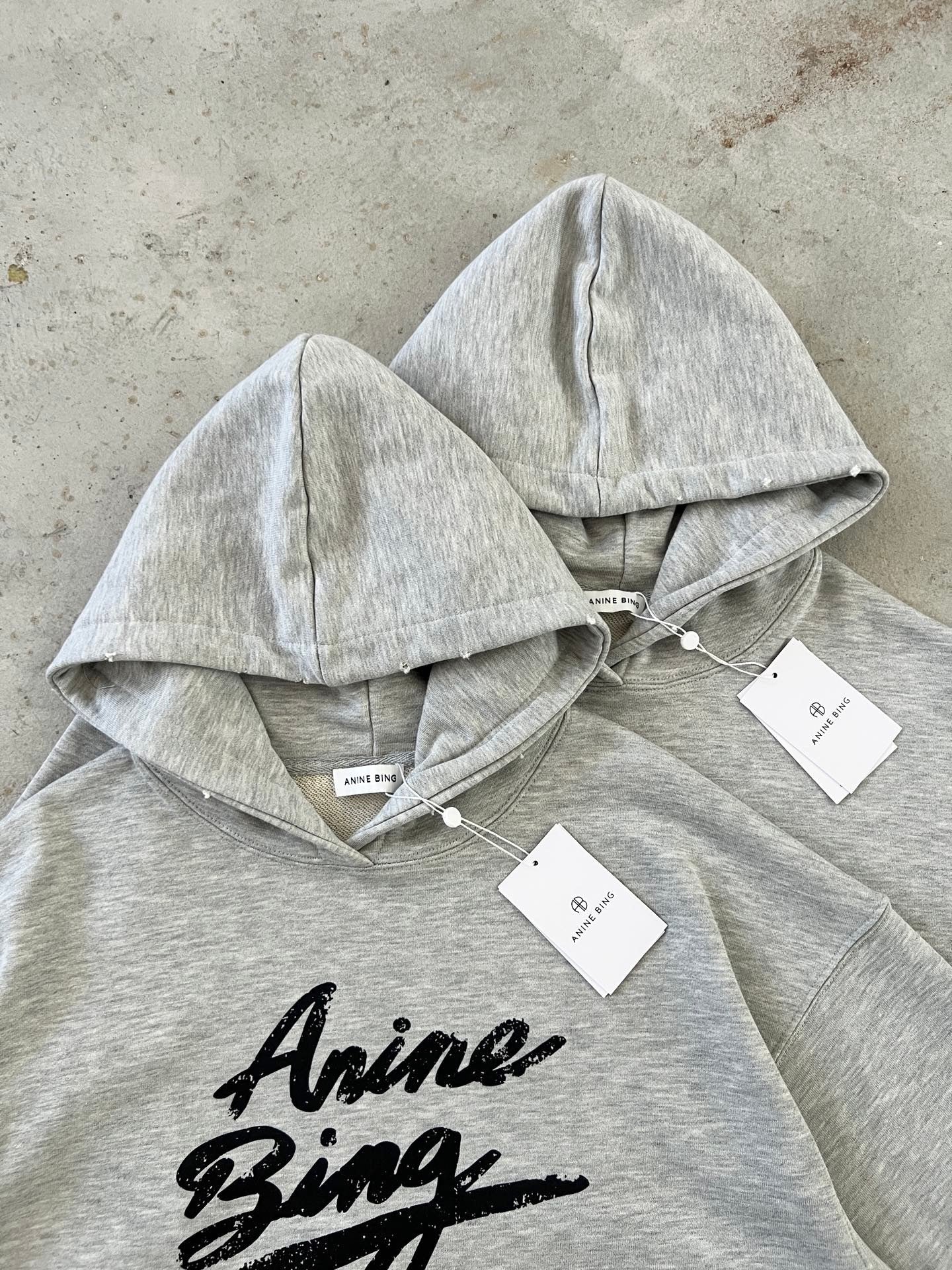 Anine Bing Hoodie – Grey with Black Logo